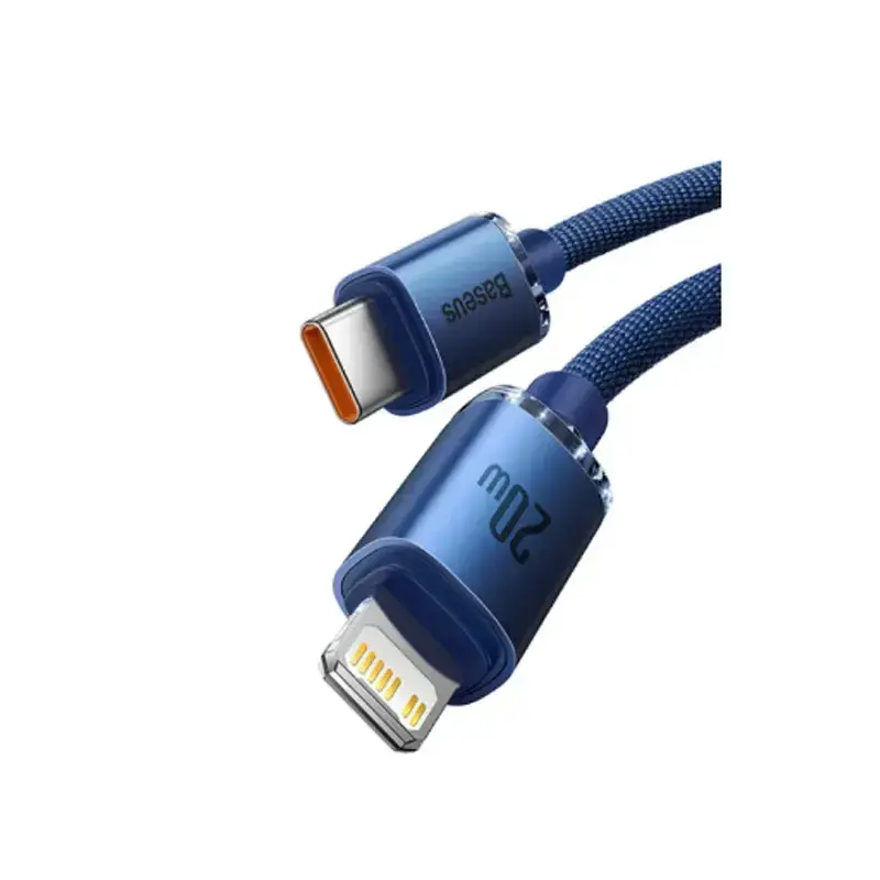کابل type-c to ip Crystal Shine Series baseus رنگ آبی
